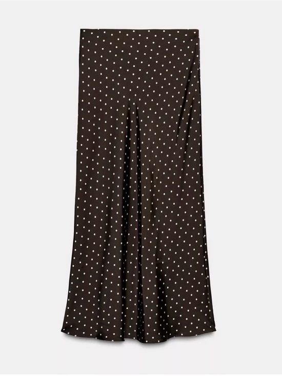Zara Dresses & Skirts - Zara Dark Brown Midi Skirt with White Polka Dot Print